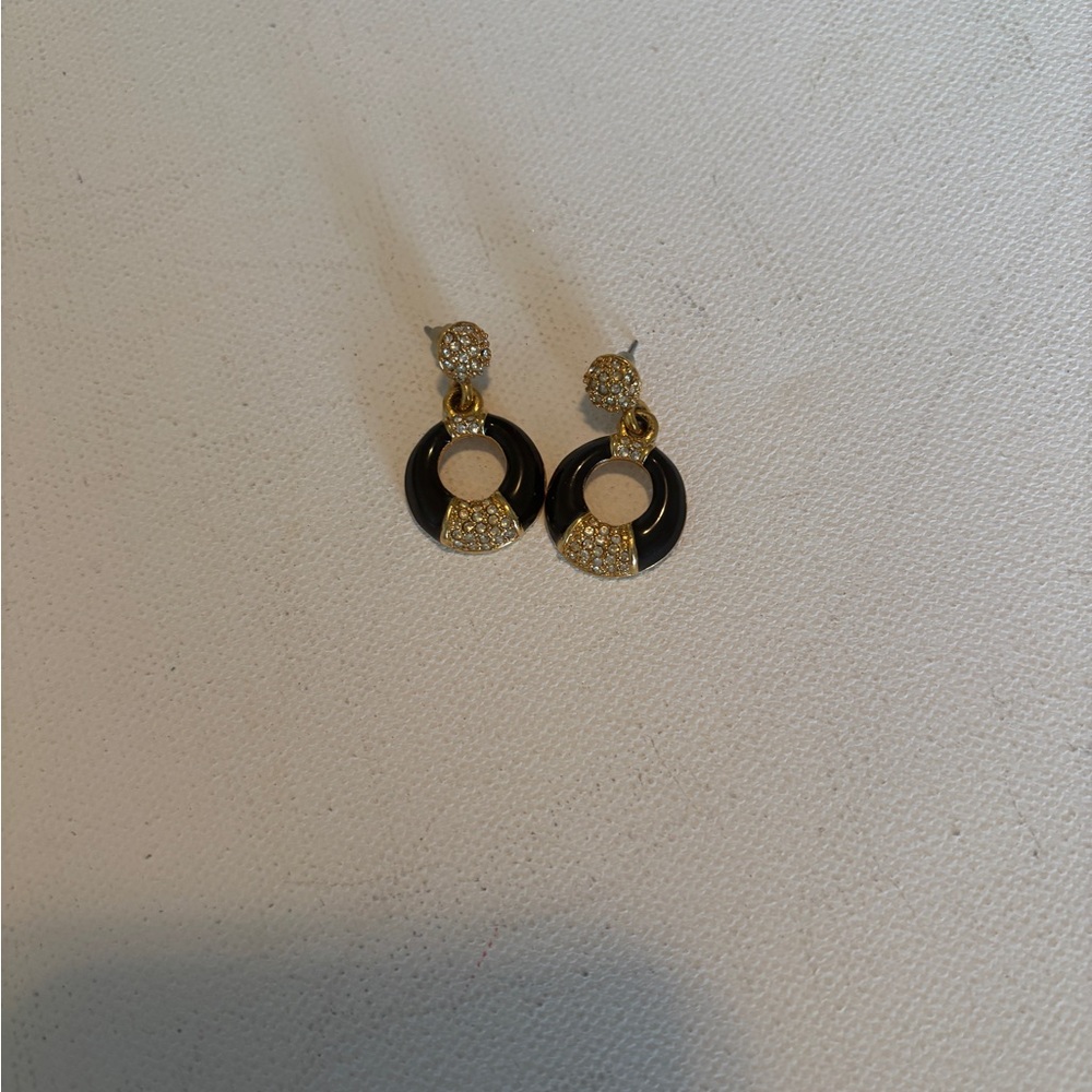 Vintage Napier  Black and Gold Earrings